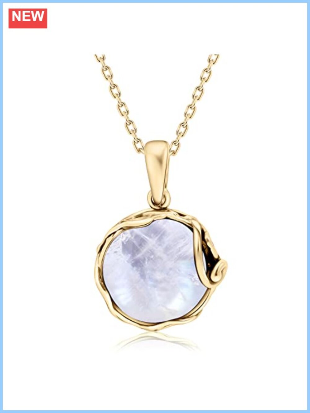 Moonstone Pendant Necklace Gold Plated Over Sterling Silver Chain Jewelry